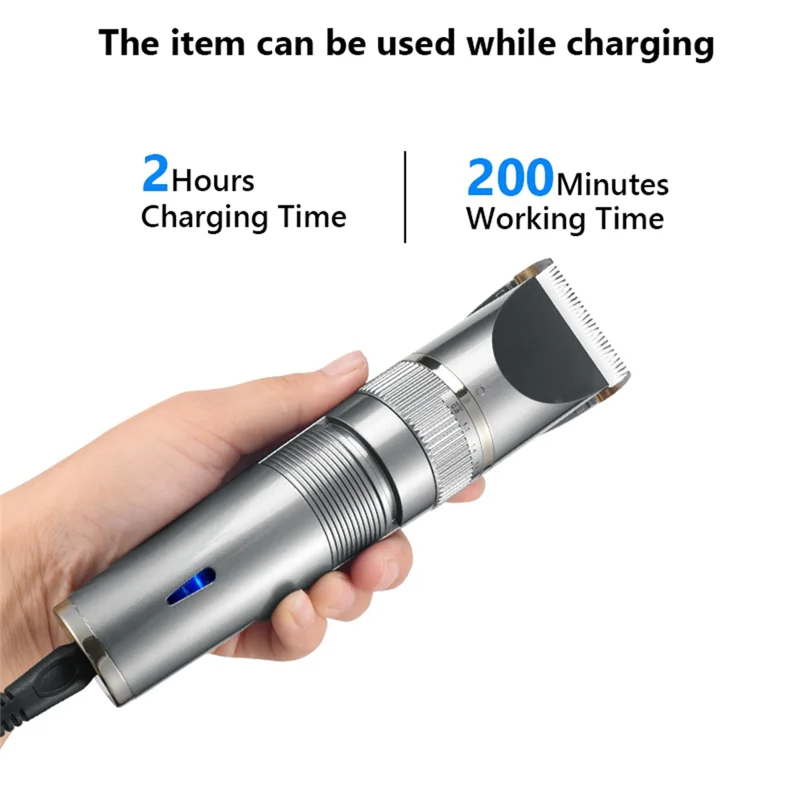 Professional Hair Clipper USB Rechargeable Hair Clipper Men Haircut Ceramic Blade Shave Hair Clipper 6
