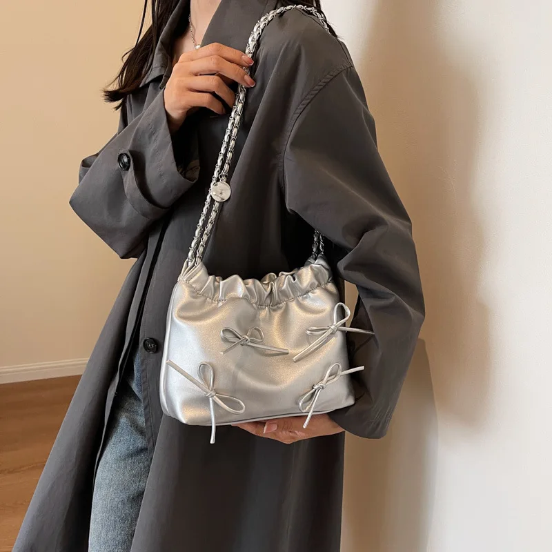 Shoulder Crossbody Bag Pleated Design Handbag For Woman New Versatile Simple Bucket Fashion Casual High-Quality Messenger Luxury