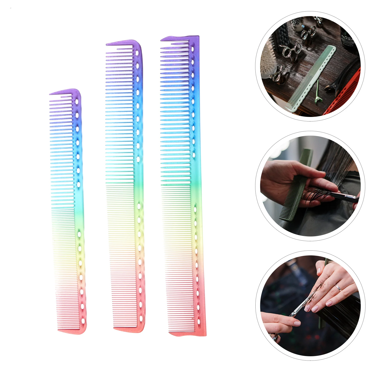 

3 Pcs Rainbow Hair Comb Hairdressing Fine Tooth up Barber Colorful Plastic Haircut