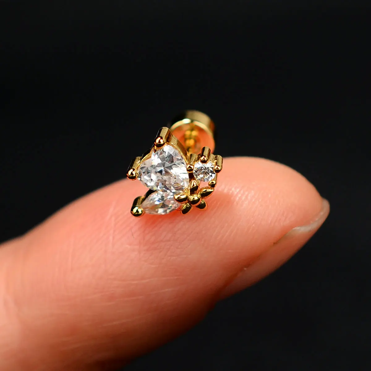 1PC Mini Schmetterling Blatt Knorpel Schraube Stud Ohrring für Frauen Kristall Zirkon Lobe Tragus Helix Ohrringe Körper Piercing schmuck – Detail 16
