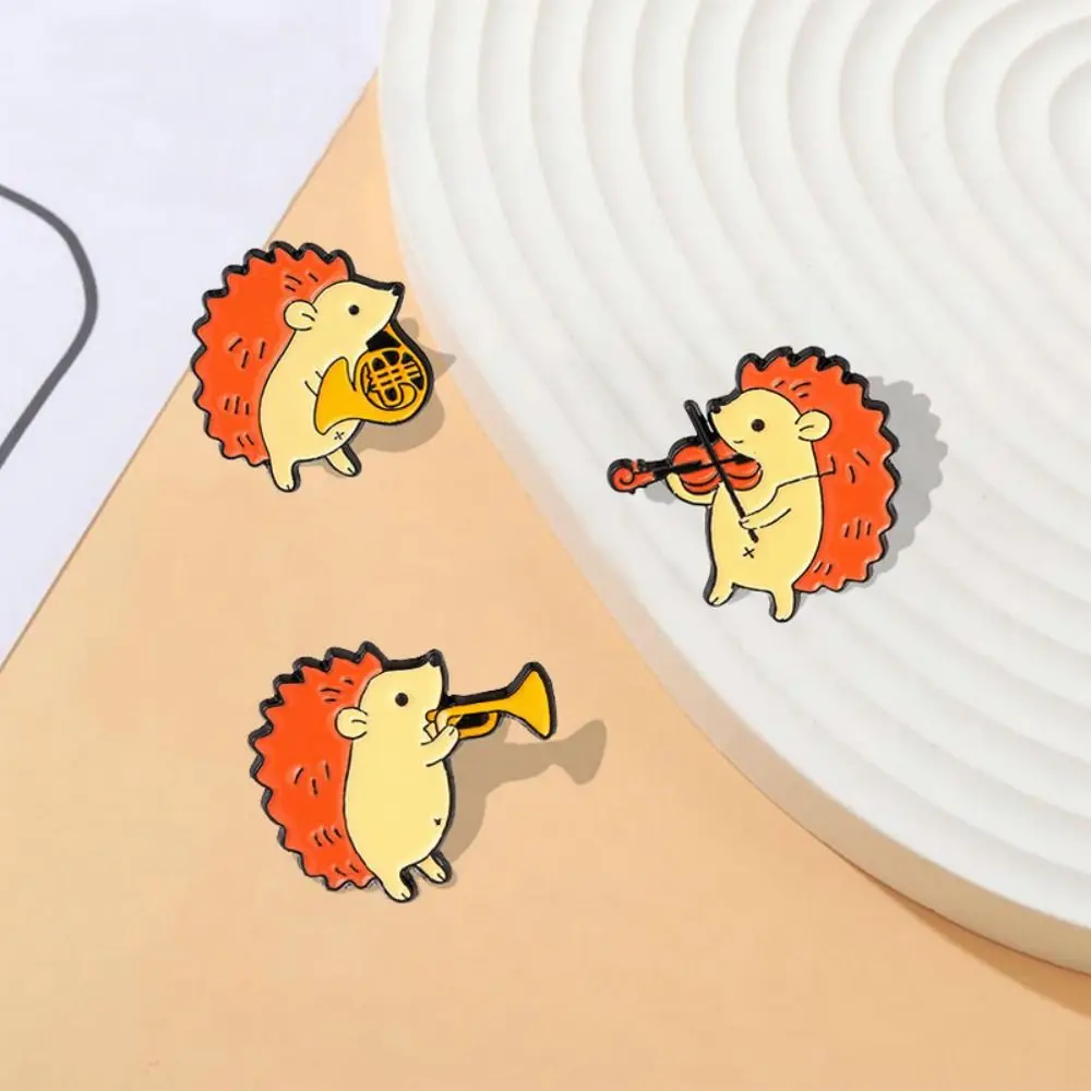 Paint Personality For Kids Tuba Corno Francese Cartoon Hedgehog Spilla Smalto Badge Zaino Decorazione Musicista Audience Pin
