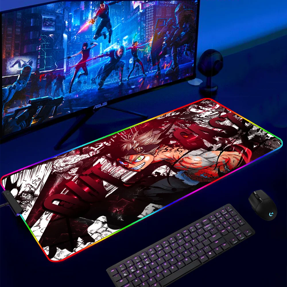 

Anime Black Clover LED Gaming Mousepads Large Desk Mat PC Gamer XL Mousepad RGB Mouse Pad Luminous Mouse Mice Mat With Backlight