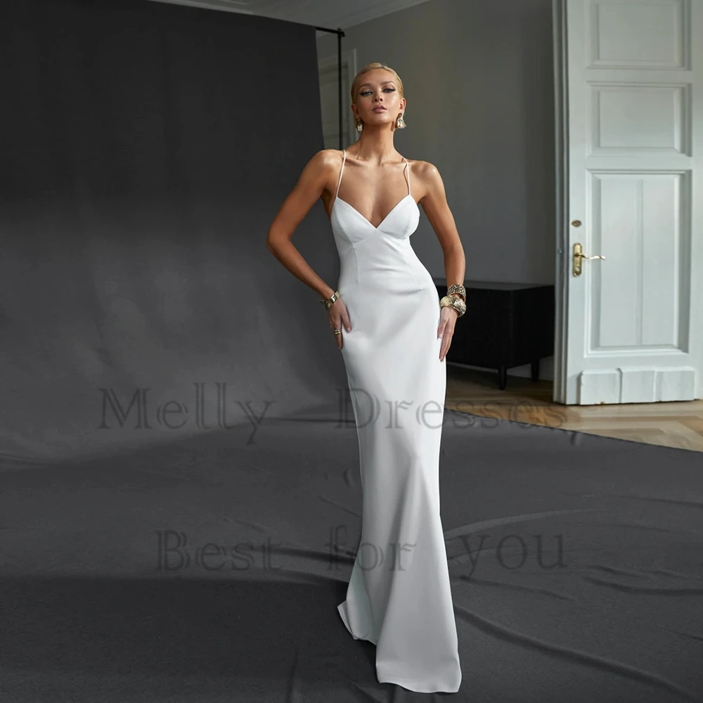 Spaghetti Straps Strapless Wedding Dresses with Jersey 2024 Summer New Sleeveless Bridal Gowns for Women Vestido De Novia 2025 3