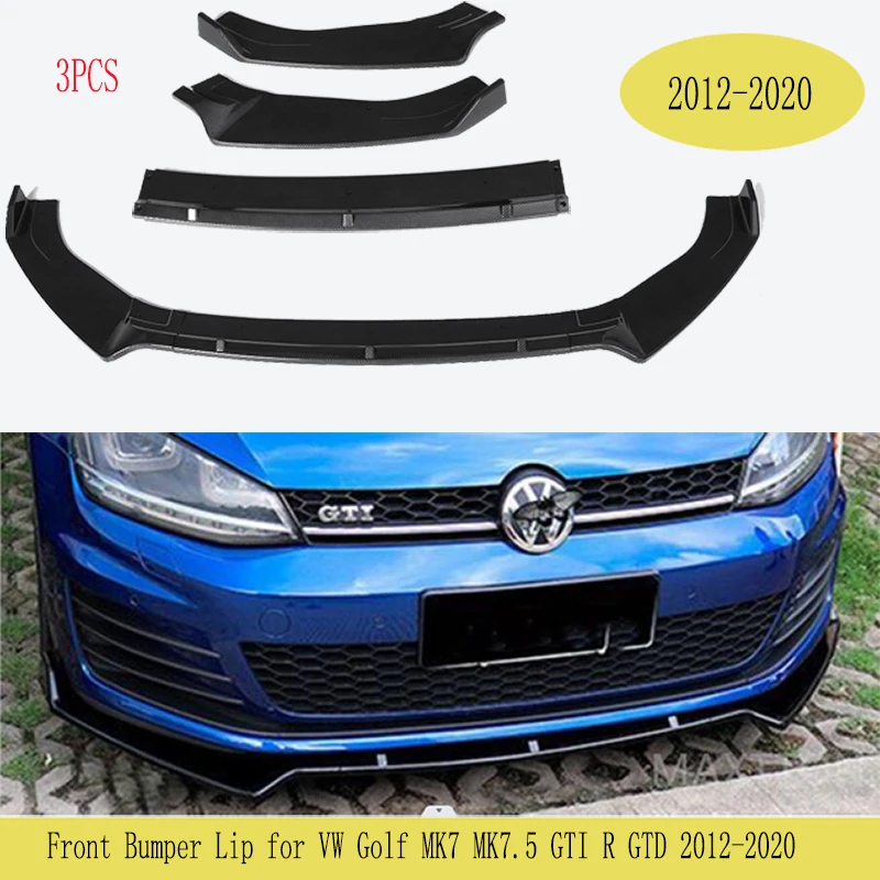 Nuovo 3 Pezzi Car Front Bumper Splitter Lip Diffusore Spoiler Cover Guard Per Volkswagen Per Vw Golf Mk7 Mk7.5 Gti R Gtd 2012-2020