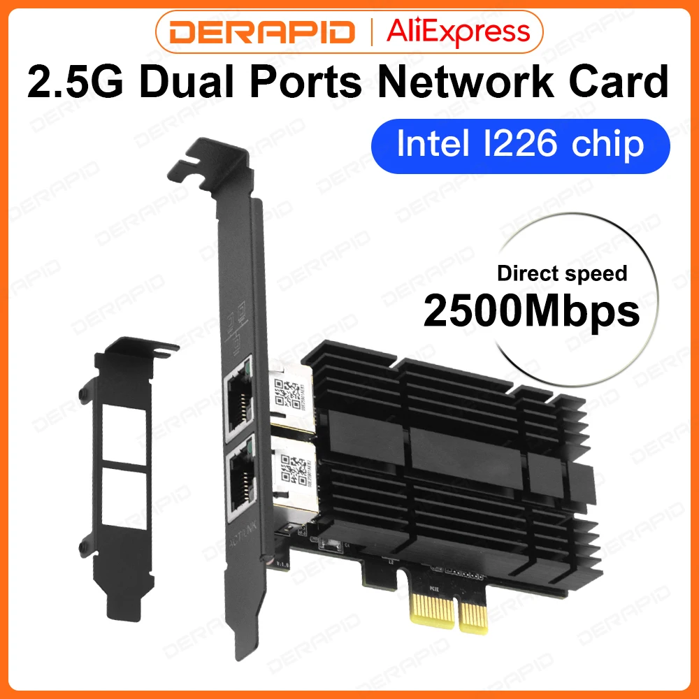 2500Mbps Pcie To RJ45 Intel I226 네트워크 카드 2.5G 기가비트 이더넷 1/2 포트 100/1000/2500Mbps 데스크탑용 네트워크 카드