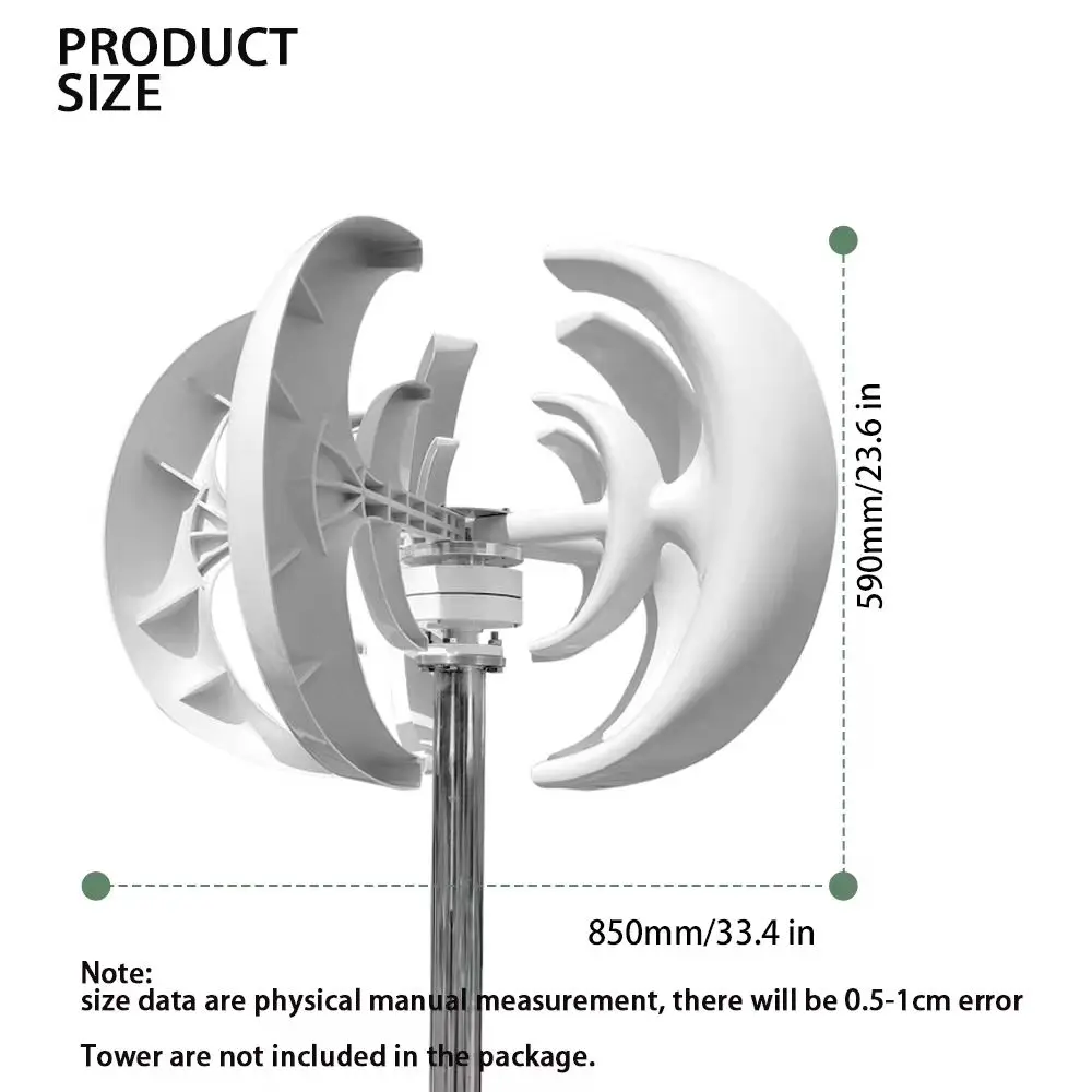 3000 W Windturbinengenerator mit vertikaler Achse, geräuscharm, geringer Start, Windgeschwindigkeit, 12 V, 24 V, 48 V, Windmühle, netzunabhängiges System mit MPPT-Ladegerät – Detail 7