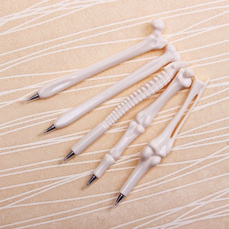 New 5pcs Cartoon Bone Style Ballpoint Pen Creative Ballpen Kawaii Magical Pen Fashion Office Writing Student Stationery Supplies