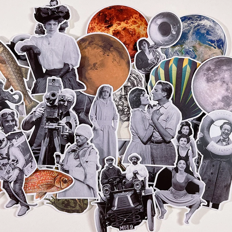 

Stickers 36pcs Retro Hand Account European Trend Characters Phone Car Label Decorative Stationery Scrapbooking DIY Diary Album