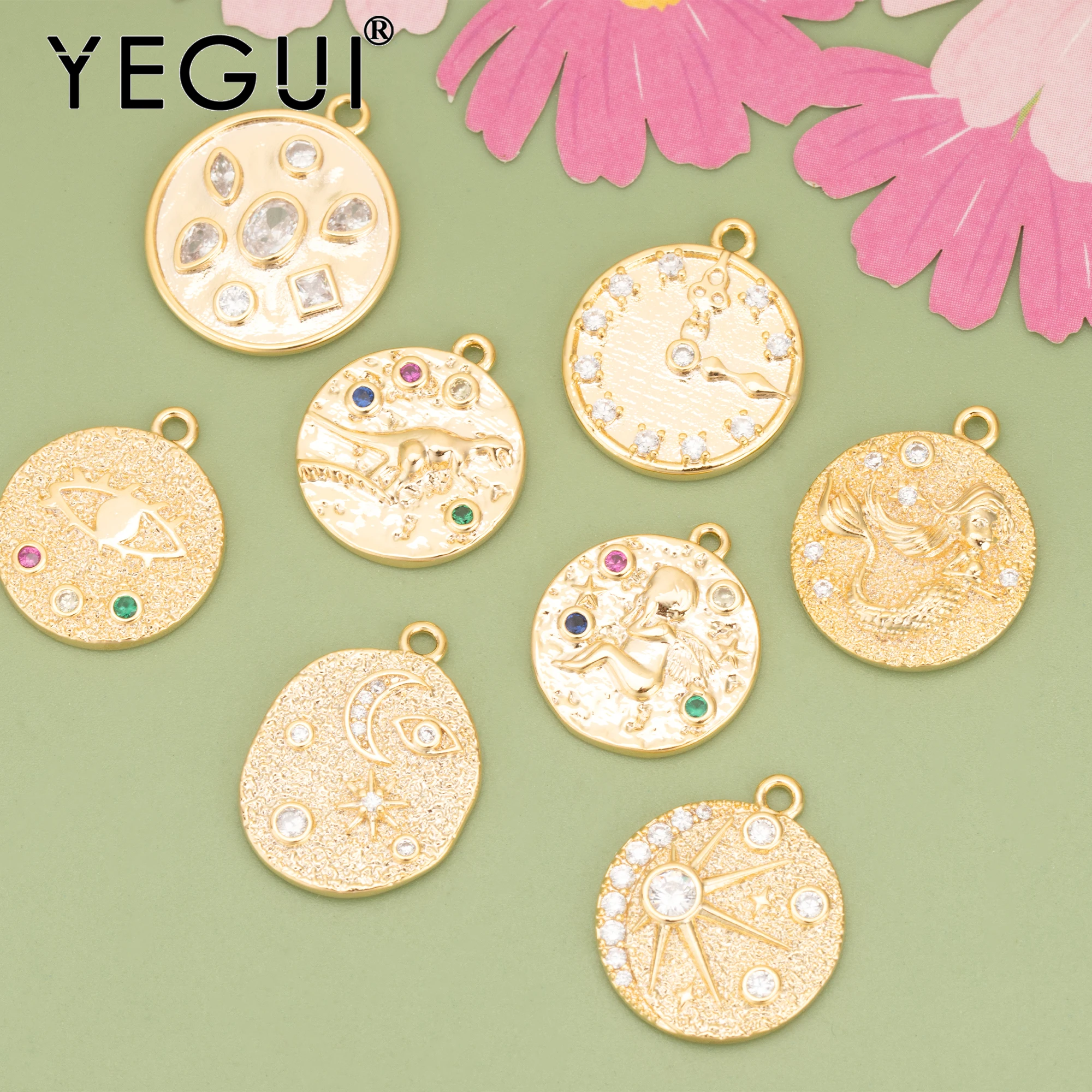 

YEGUI MC69,jewelry accessories,18k gold rhodium plated,nickel free,copper,zircons,jewelry making,charms,diy pendants,10pcs/lot
