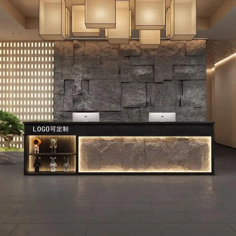 Beauty Salon Reception Hotel Furniture Stone Front Desk Table For Aesthetics Businesss Cash Register Cabinet Customer Center