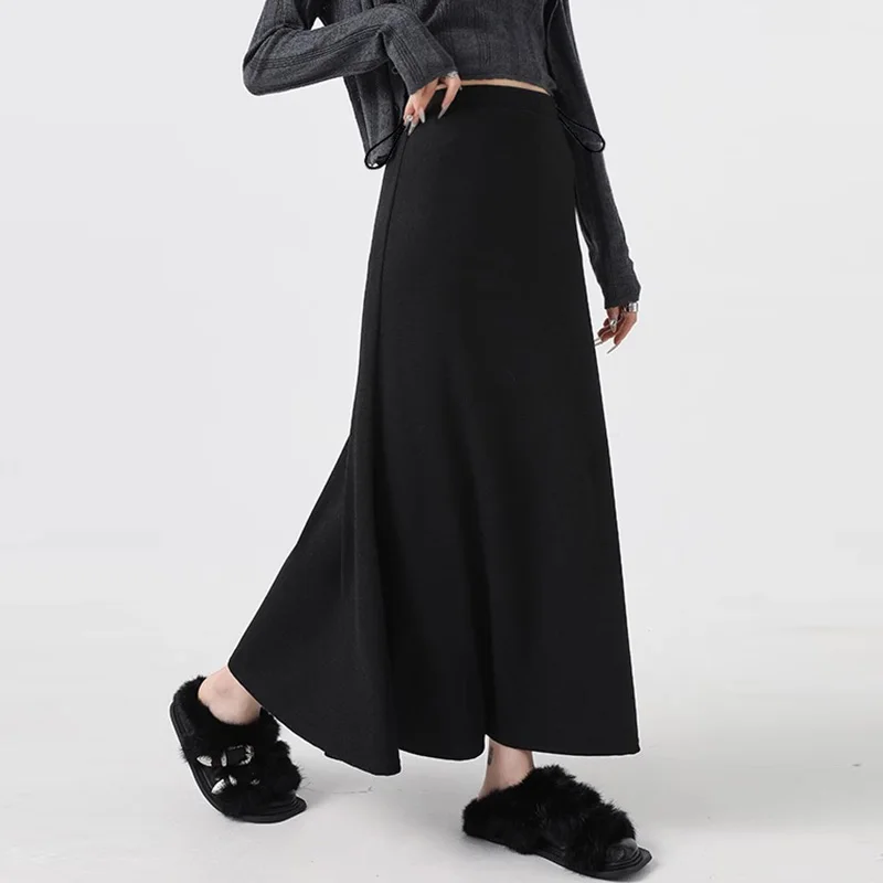 25SS Spring Summer Knitted Maternity Soft Draped Midi Skirt Non-Support Versatile A Line Fishtail Long Skirt for Pregnant Women