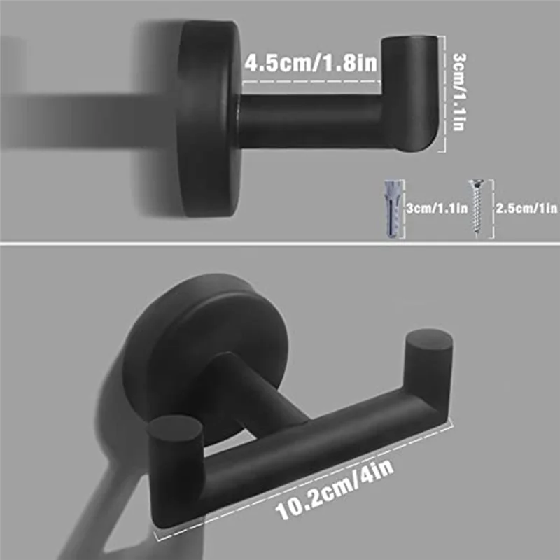 Double Towel Hooks For Bathroom Black Wall Mount Robe Hook Double Towel Hook Holder For Kitchen Bathroom