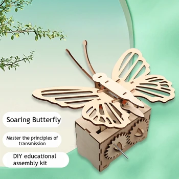 Kids Science Craft Kit DIY 3D Hologram Mechanical Butterfly Music Box STEM Educational Building Toys Fun Physics Invention Toys 1
