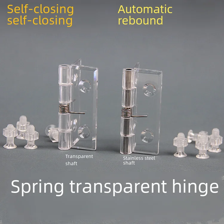 Invisible Automatic Returning Spring Hinge Door Window Crystal Hinge 3 Inch Acrylic Double Sided Transparent Sealed
