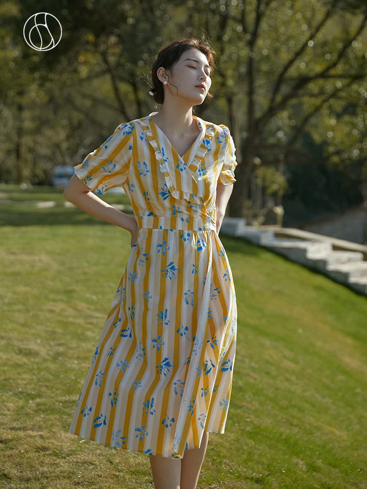 Dushu Slightly Fat Lady V Neck French One Piece Tie Dress X Line Dress 22 Summer Bright Striped Printed Cotton Maxi Dress Aliexpress
