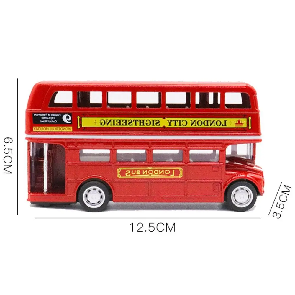 Birthday Gifts Double Decker Bus Car Model Simulation British Europe Travel Bus Model 1:64 Diecast Pull Back Vehicle Kids Toy