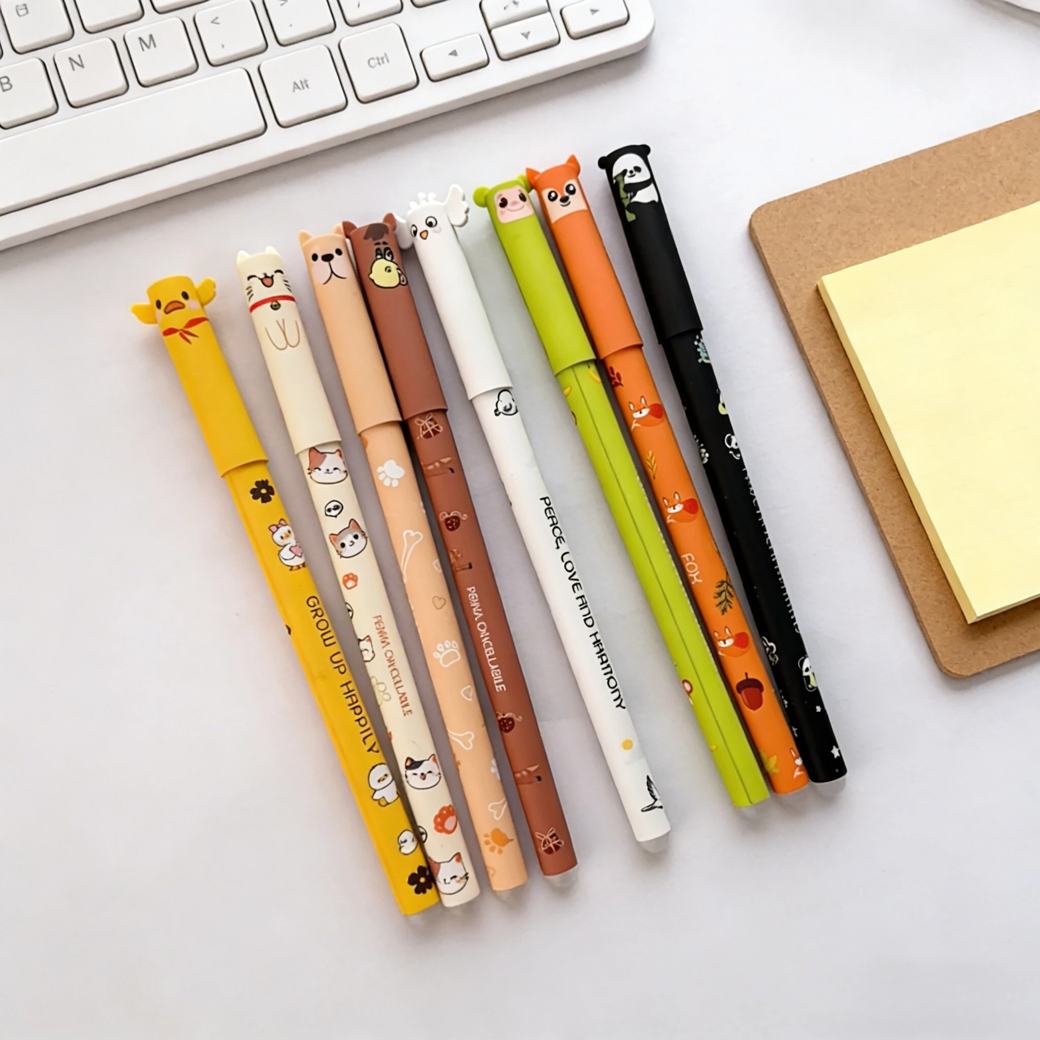 A Set of 8 Animal-Shaped Erasable Gel Pens, Featuring a 0.5Mm Fine Tip, They Are Perfect for Note-Taking And Writing, cute pens - 4