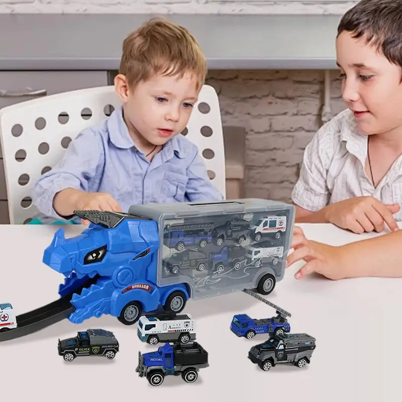 Transport Dinosaur Truck 6 Car Dinosaur Shape Toy Truck Transporter Mega Hauler Toy Fun KidsMotor Vehicle Playsets Interactive