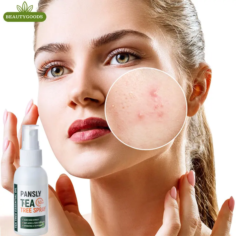 10 Pcs Tea Tree Essence Water Spray Acne Treatment Pore Control Active Ingredient Facial Skin Oil Complex Moisturizing 50ml