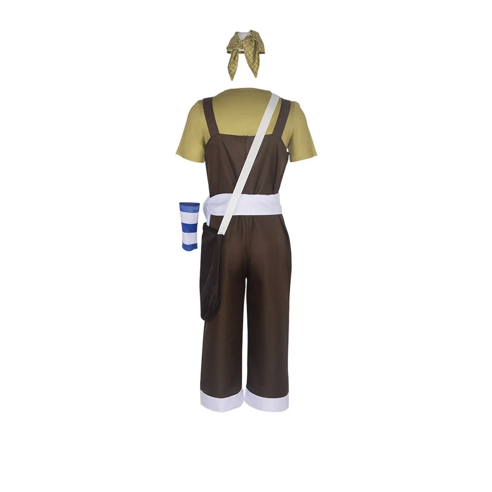 Costume Cosplay Usopp, Parrucca Marrone, Tuta, Maglietta, Sciarpa, Set Completo per Adulti, Abito per Carnevale e Halloween - immagine 4