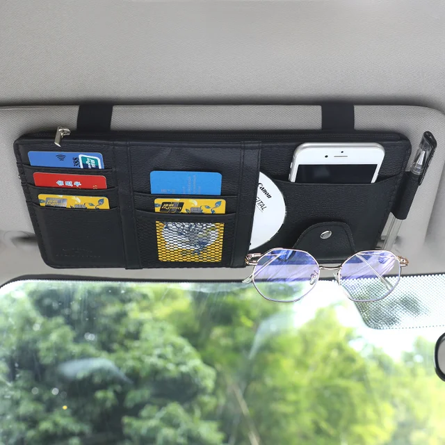 Car Sun Visor Bill Pen Business Card Holder CD DVD Organizer Storage Box Sunglasses Clip Stowing Tidying Car Accessories
