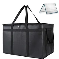 1 Set (Bag & Bottom), XXXL Large Capacity Reusable Warming Bag with Removable Hard Bottom, 3 Layers Insulated Pizza Delivery Bag 1
