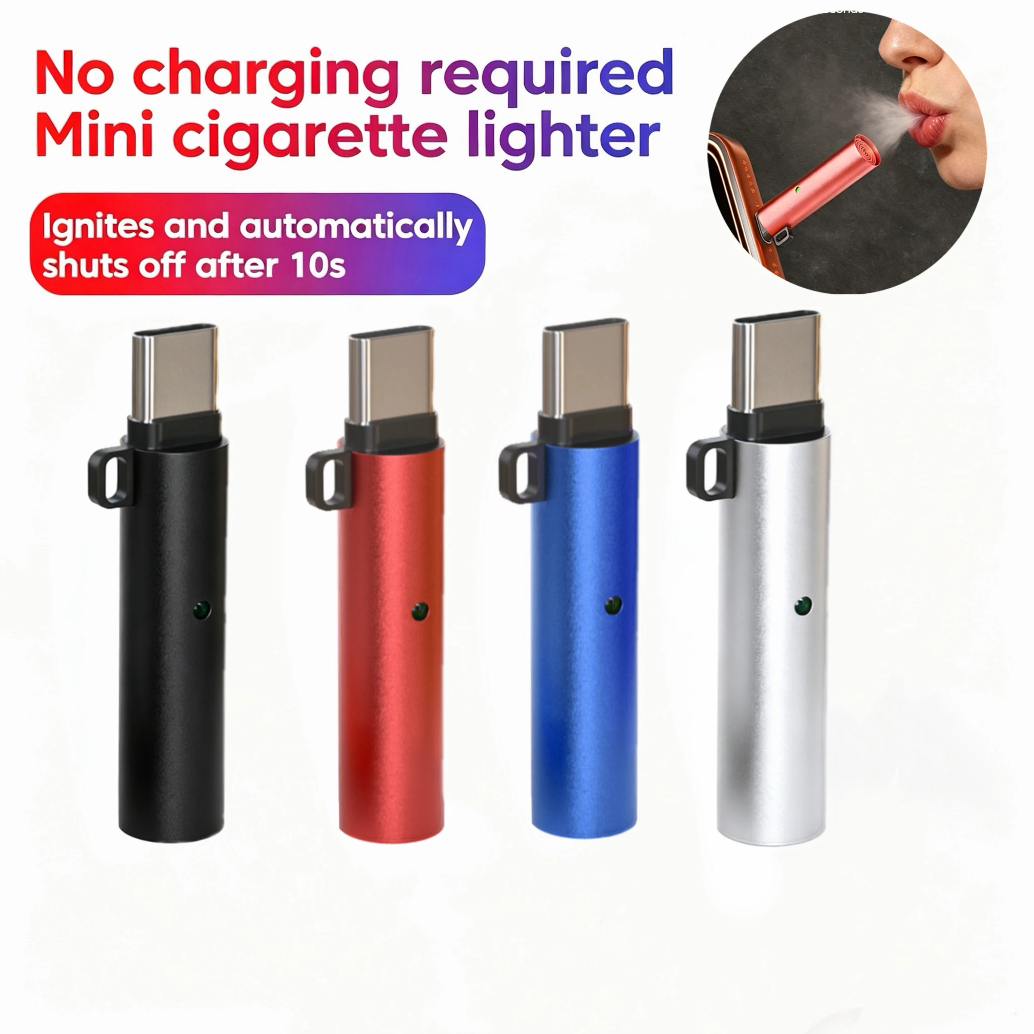 타입-C 모바일 시가 라이터 휴대용 야외 안전 에어 블로잉 USB C 시가 라이..