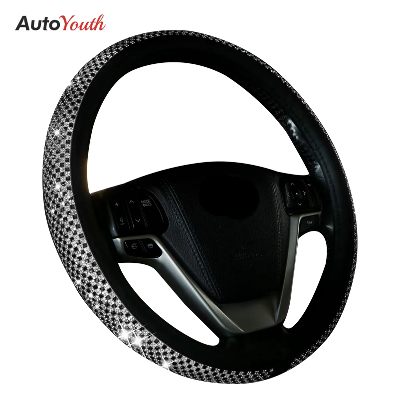 CarSteeringWheelCovers100BrandNewRhinestoneLeatherFashion