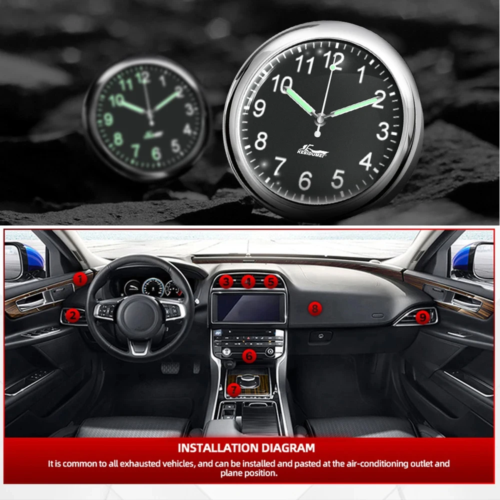 Car Clock Motorcycle Handlebar Clock Air Outlet Dashboard Clock 40Mm