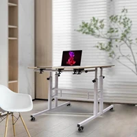 White Mobile Stand Up Desk Adjustable Laptop with Wheels 4 in 1 Rolling Table Home Office Table Standing 1