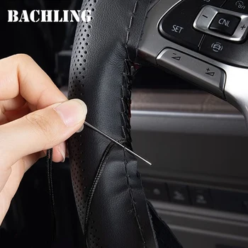 Volante per auto in pelle Stitch On Wrap Cover adatta per 38 cm 14 "Volante per auto fai da te prodotti per auto traspiranti e antiscivolo