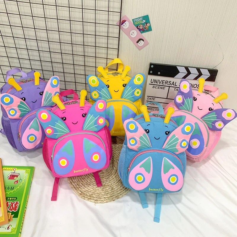 Fashionable Girls Princess Kindergarten Backpack Cute Butterfly Children School Backpack Cartoon Lightweight Kids Shoulder Bag