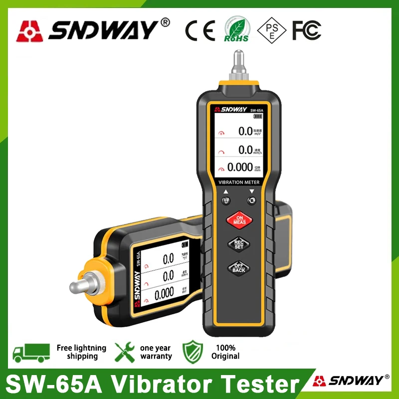 SNDWAY SW-65A Vibration Meter 3 Channel Digital Vibration Analyzer Engine Generator Centrifugal Pump Electric Motor Vibrometer