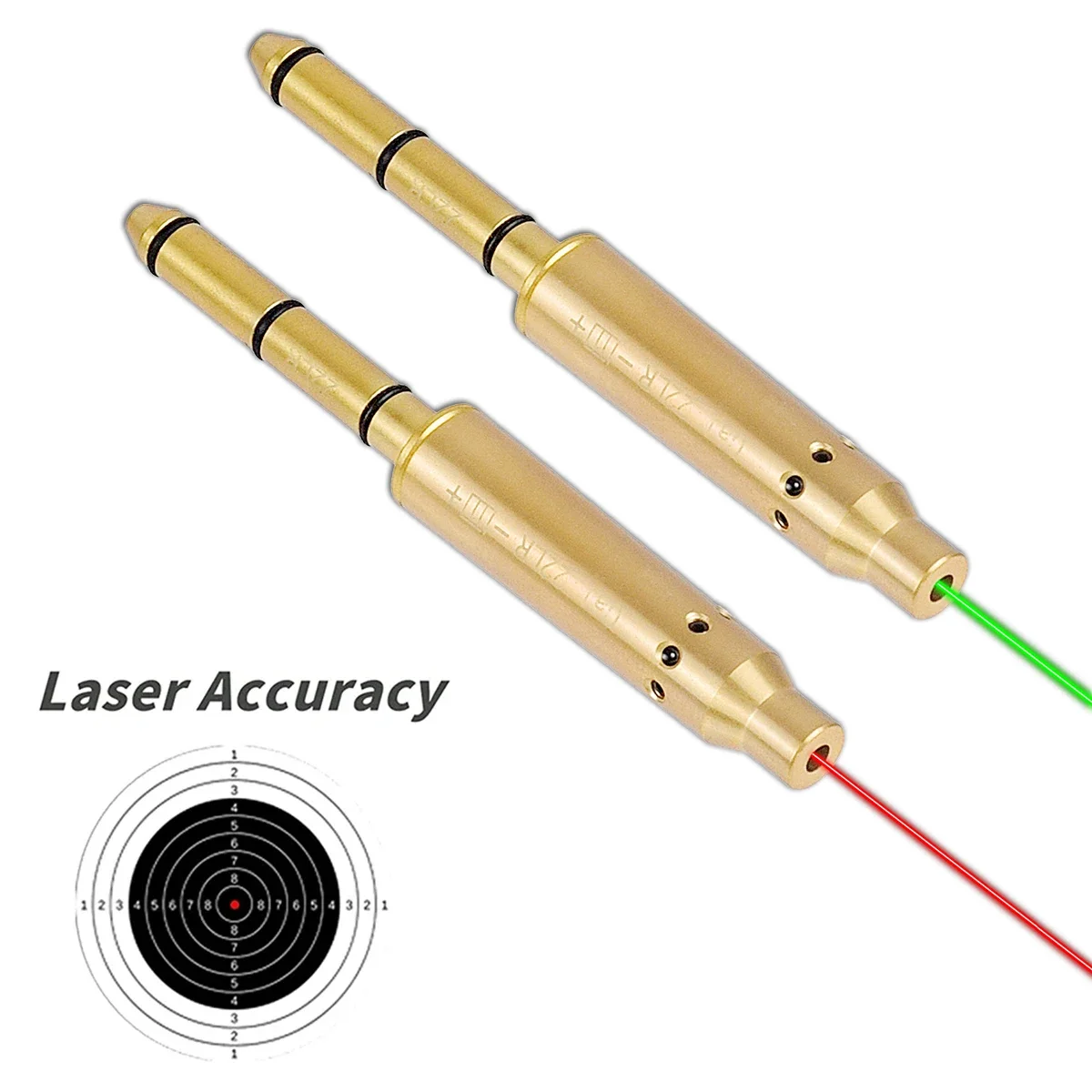 Tactical .22LR Long Rifle Red Green Laser Bore Sight Collimator Kit 9mm.38spl/.177/.223Rem/10mm 40S&W Cal Glock 43 17 19 AK47 74 laser bore sight red dot laser sight laser sight