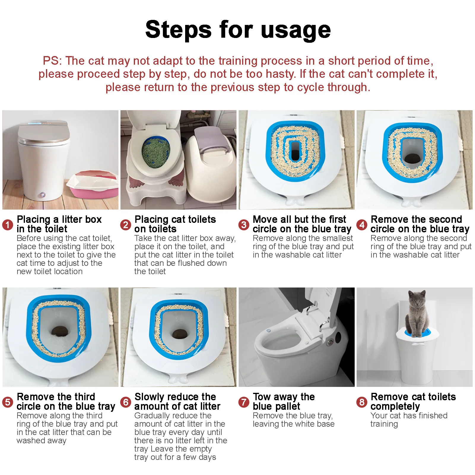 Pet Supplies New Upgrade Cat Toilet Trainer Reusable Toilet Training Seat for Cats Plastic Training Set Litter Box Mat