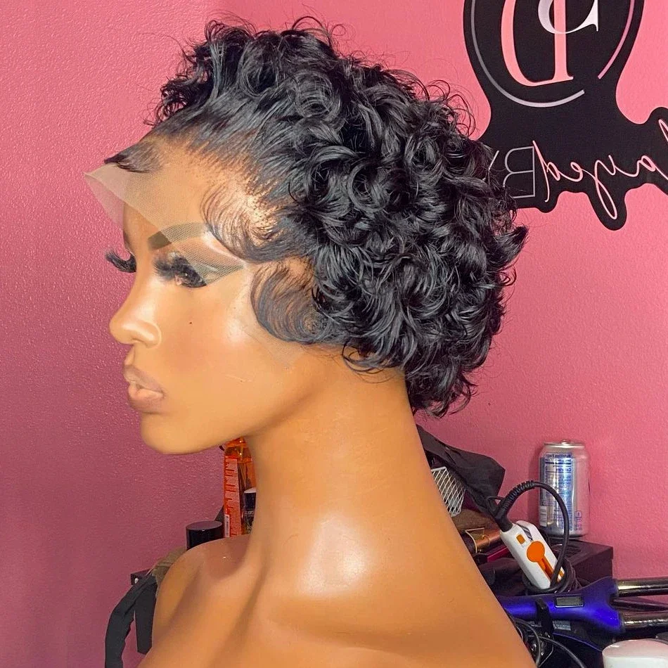 Lace Front Wigs Human Hair Short Curly Brazilian Water Deep Wave Bob Wig 13x1 For Women