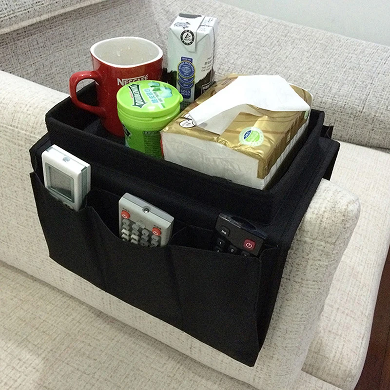 Sofa Armrest Organizer 4 Pockets And Cup Holder Tray Armchair Hanging Storage Bag to Organize Cell Phone Book Snacks TV Remote 6