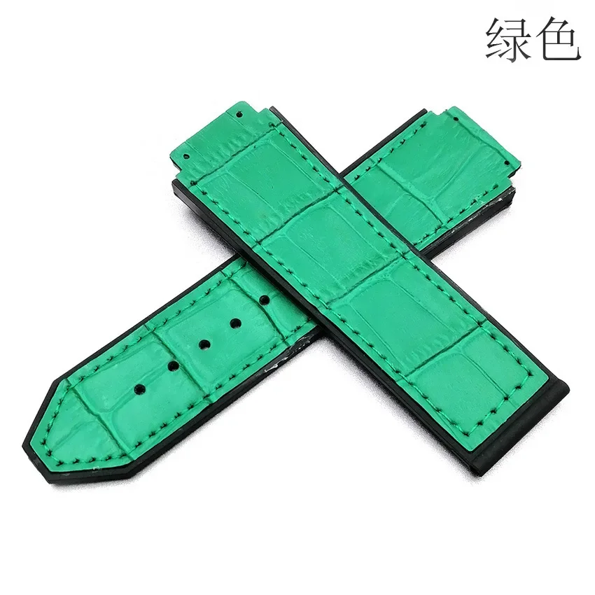 Elegant Leather and Silicone Sport Watch Strap - Fashion Accessory