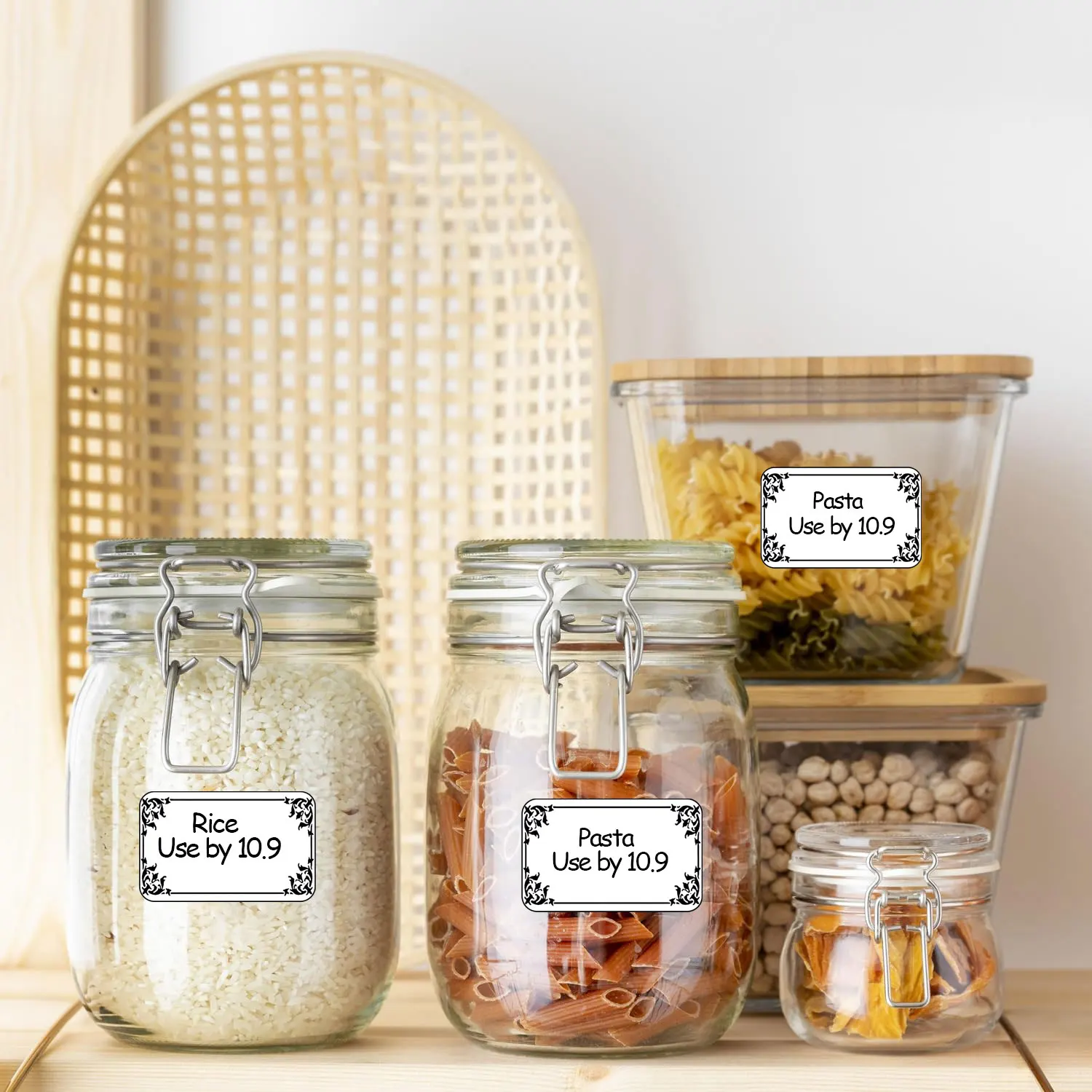 1롤(200개) 빈티지 스타일 쓰기 가능한 꽃무늬 스티커와 검정색 지워지는 펜 0.98*1.57'' 안전 날짜 냉동실 팬트리 인덱스 라벨