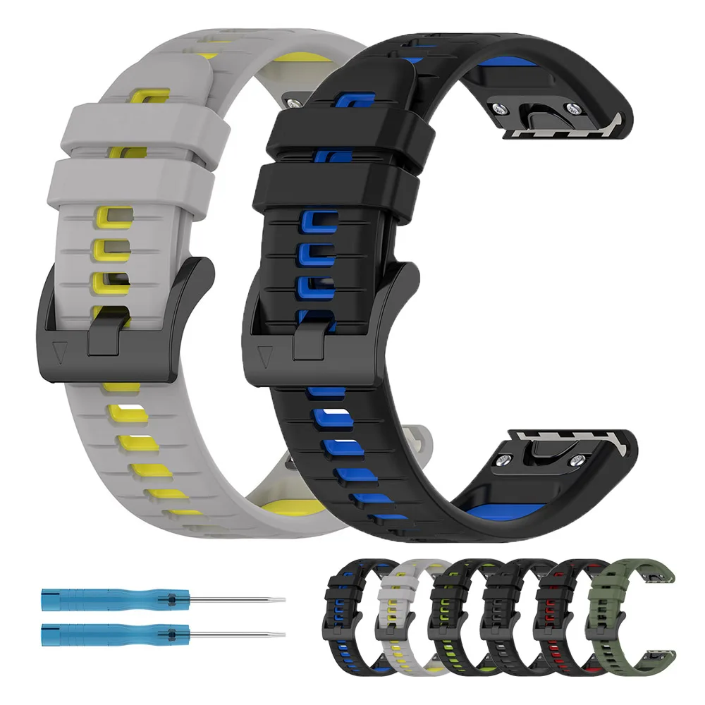 Cinturino Quickfit Fenix 7X Pro Band Sport Silicone Wristand Per Garmin Tactix 7/ Enduro 2/ Fenix 6X 5X Plus/ Fenix 3/ Descent Mk2I