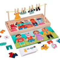 Wooden Kids Clothes Drying Dress-Up Puzzle Jigsaw Montessori Games  Toys Thinking Games Educational Matching Sorting Toys Gifts 1