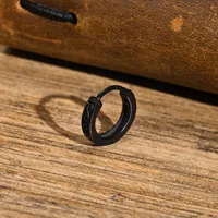 Boucles d'oreilles créoles pour hommes, nouveaux Huggies gothiques noirs à Texture Infinity S, petits cerceaux minimalistes en acier inoxydable, cadeaux pour lui, bijoux 3