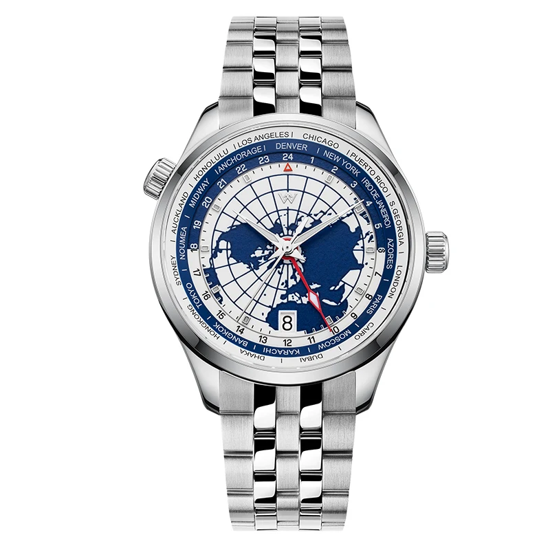 WM Watch Automatic Mechanical Men Watch NH34 Sapphire World Time