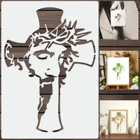 1pc Jesus Cross Painting Template Artistic Design Christian Symbol Craft Supplies 1