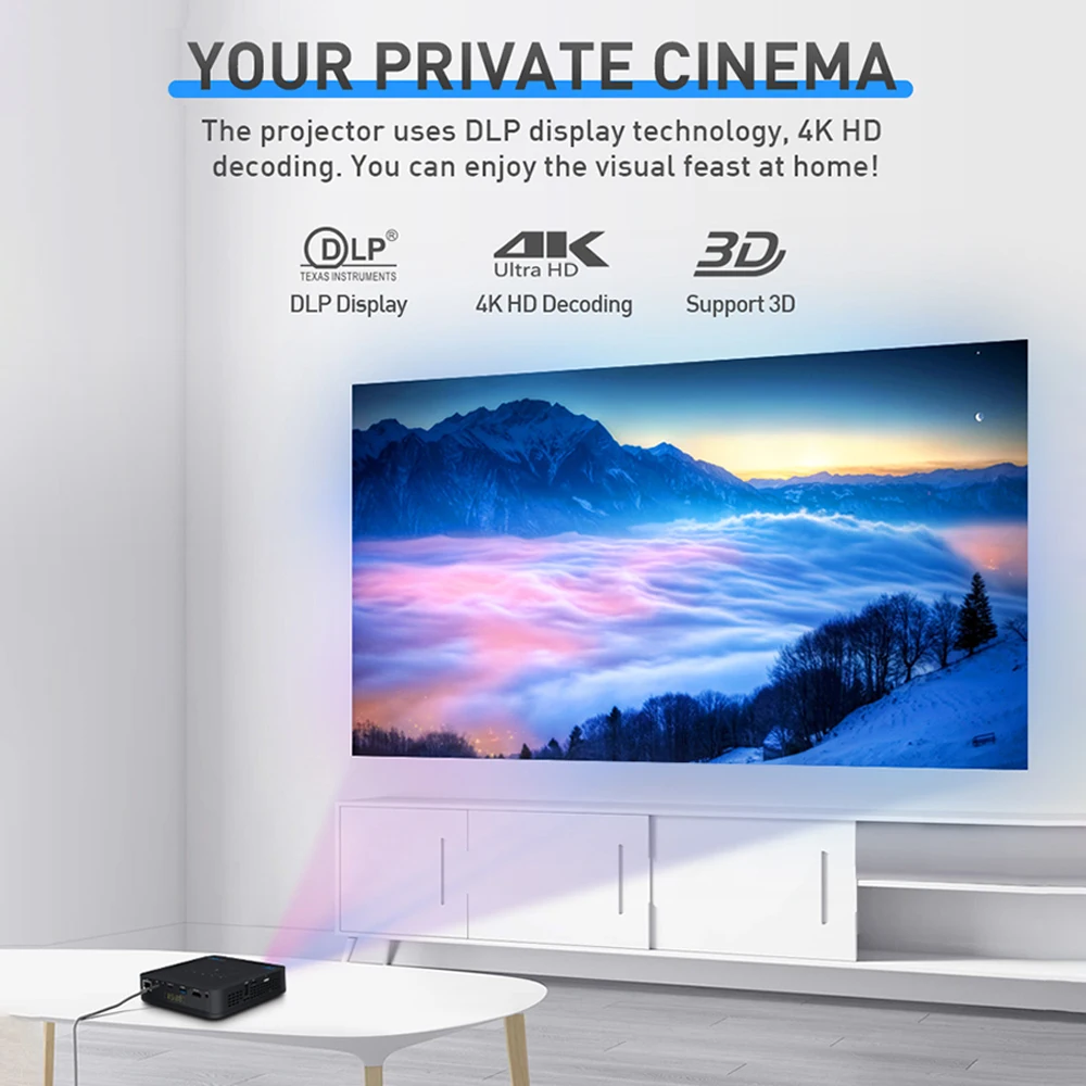 Topleo-스마트 프로젝터 안드로이드 9 내장 배터리 Dlp 4k 멀티미디어 Proyectores, 포켓 여행 야외 스마트 비디오 dlp 프로젝터