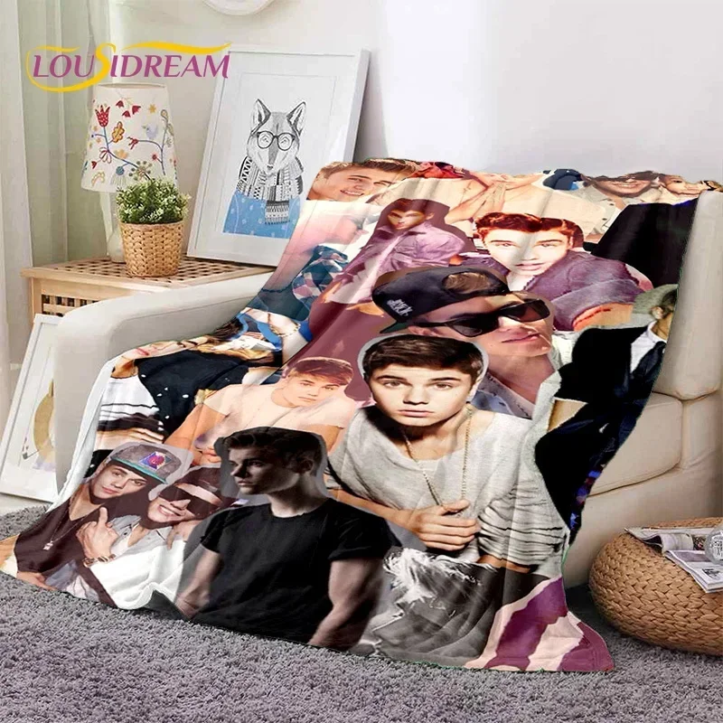 3D Justin Bieber Idol Singer Soft Blankets,Keep Warm Throw Blanket Comfortable Blanket for Picnic Beds Sofa Home Bedroom Gifts 3