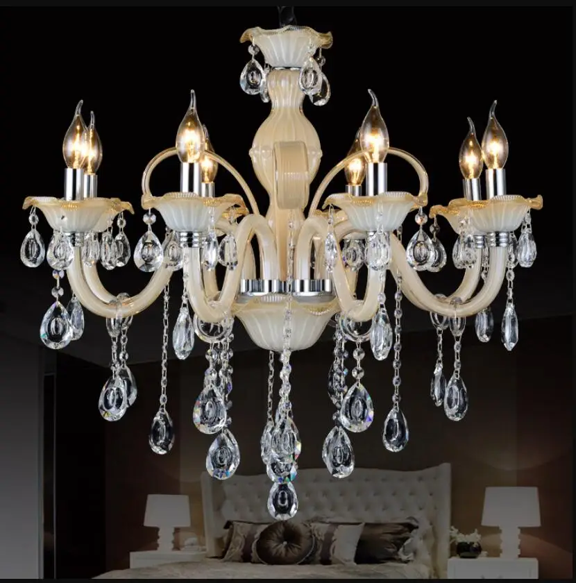 Champagne Bianco Lampadario Di Cristallo Moderno Lampadario Lustre De Cristal Decorazione Tiffany Pendenti E Lampadari Illuminazione Domestica