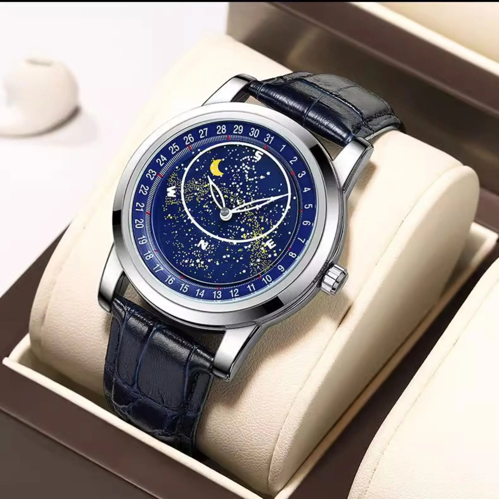 Men's Waterproof Automatic Sport Watch With Rotating Star Dial_voghion.com