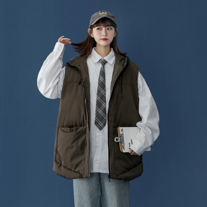 

Down Vest Women's Autumn and Winter Outer Wear Loose Thickening Large Size Women's Waistcoat Cotton Vest Female Jacket Lq08