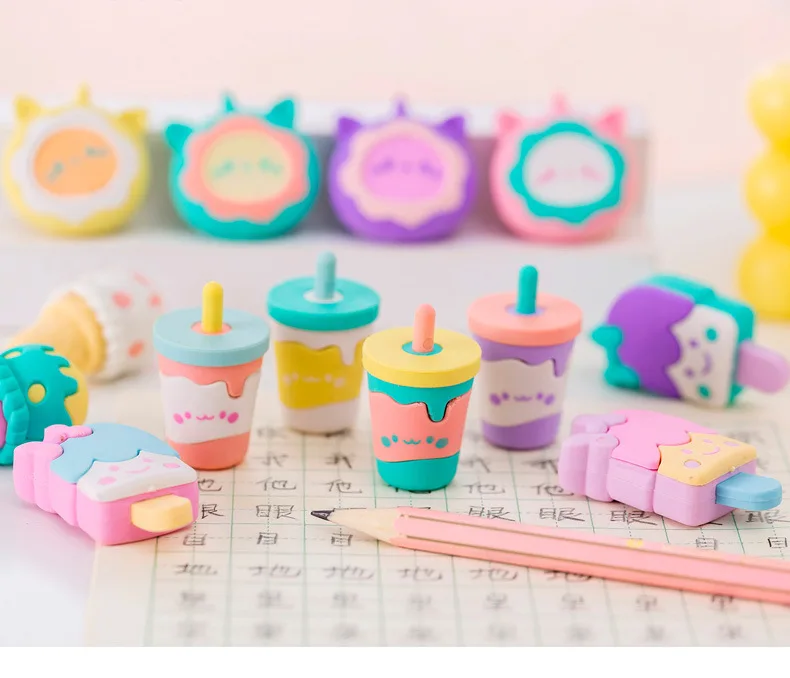 4 Teile/schachteln Sweety Donut Trinken Dessert Eis Student Schreibwaren Schule Bürobedarf Radiergummis Bleistift Radiergummi – Detail 5